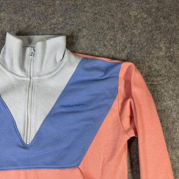 Outdoor Voices Cropped Retro Color Block 1/2 Zip Pullover Sweatshirt Small - Picture 2 of 8